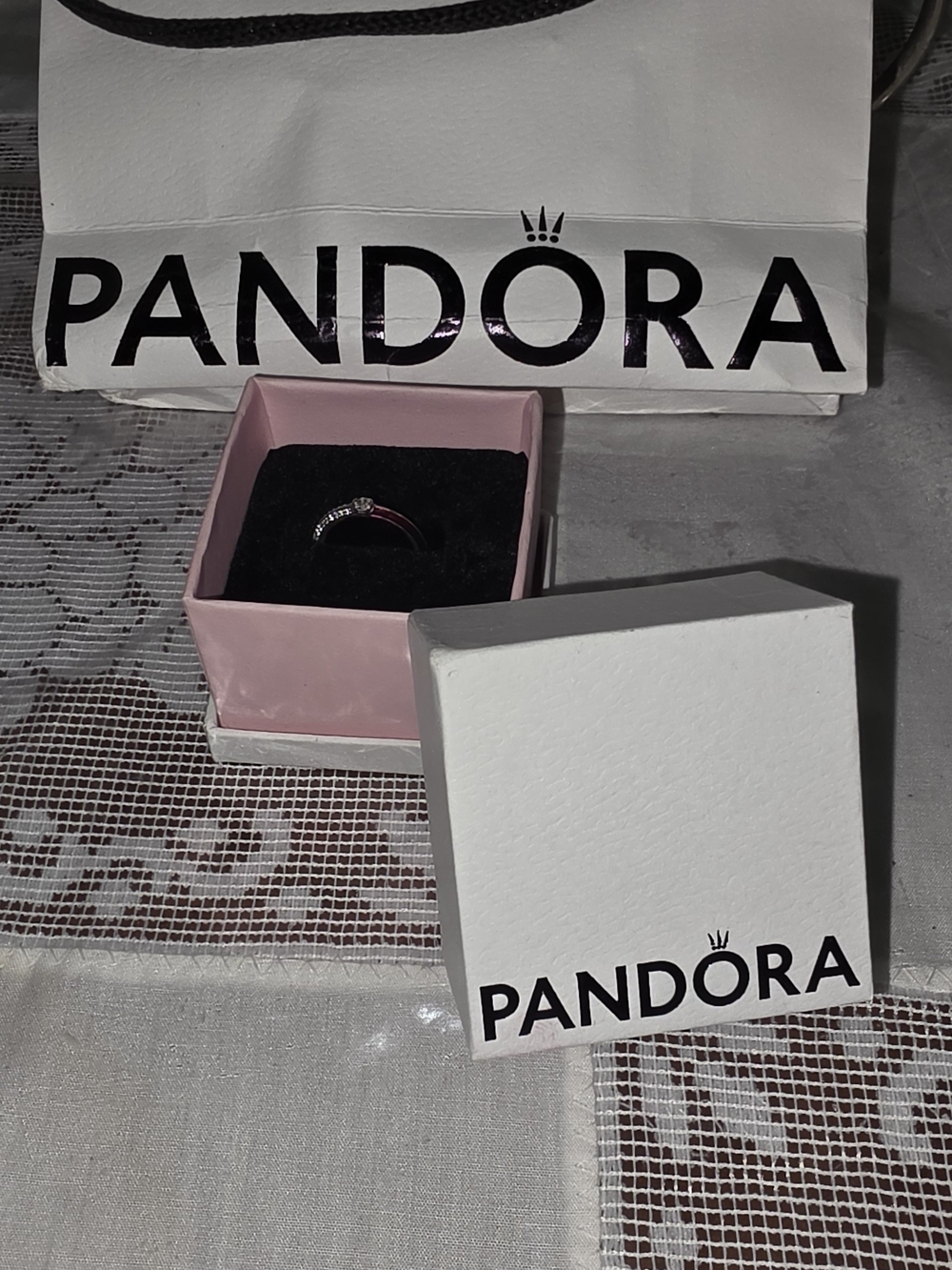 Pandora Silver Ring with Clear Stones